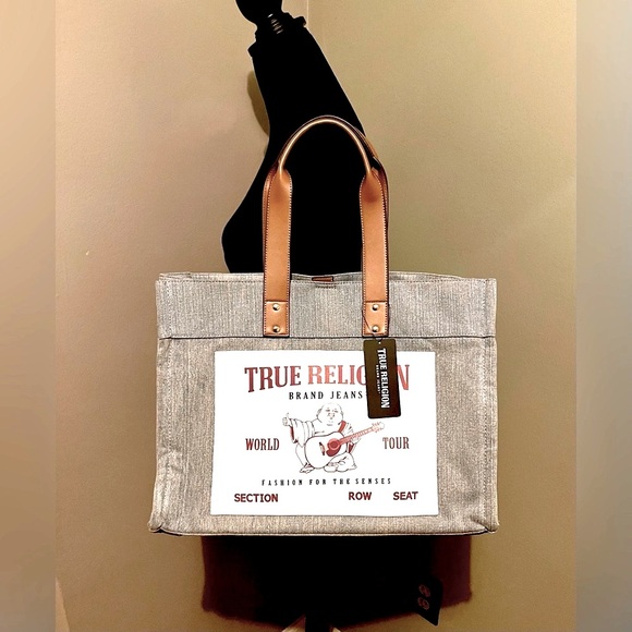 NWT! TIK TOK VIRAL TRUE RELIGION DENIM TOTE BAG! ROOMY! - Picture 4 of 4